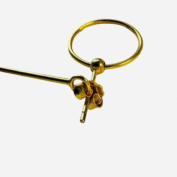 Labradorite Gold Over Sterling Teardrop Halo Post Dangle Earrings - Picture 5 of 6